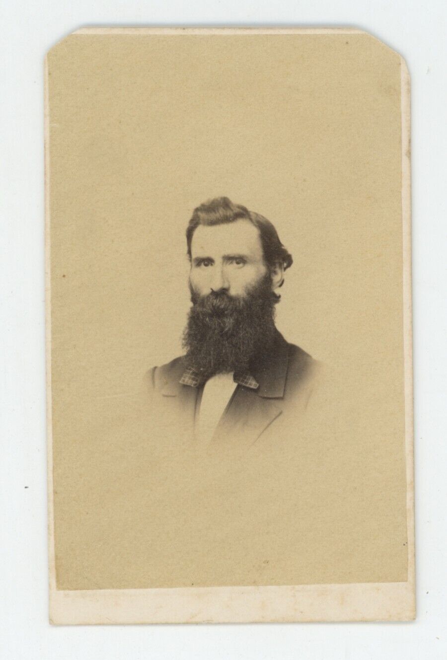 Antique CDV Circa 1860s Handsome Rugged Man With Long Beard West Chester, PA