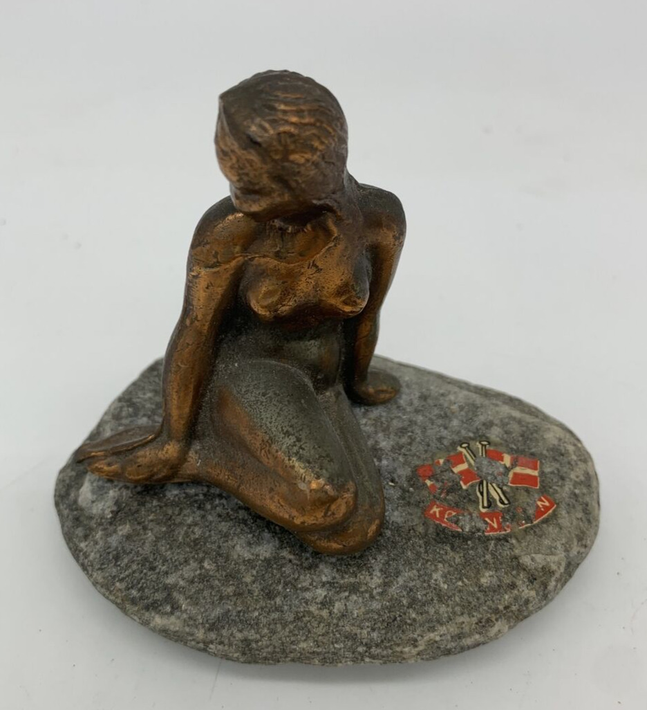 VTG Hans Christian Andersen The Little Mermaid Bronze Miniature Denmark Souvenir