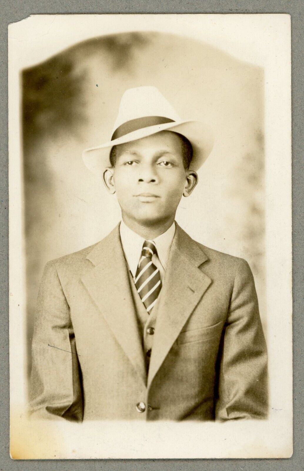 RPPC Sharp Dressed Handsome African American Man Detroit MI Real Photo Postcard