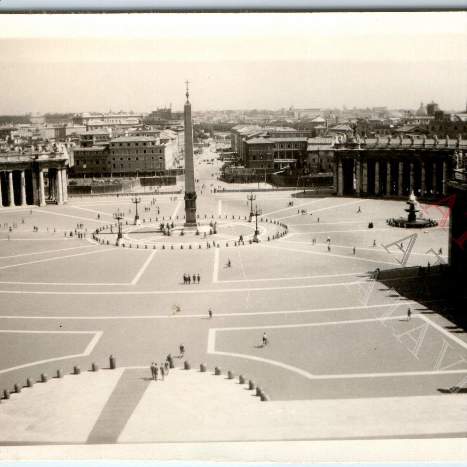 c1930s Vatican Rome Italy St. Peters Basilica Square Snapshot Photo Fountain C52