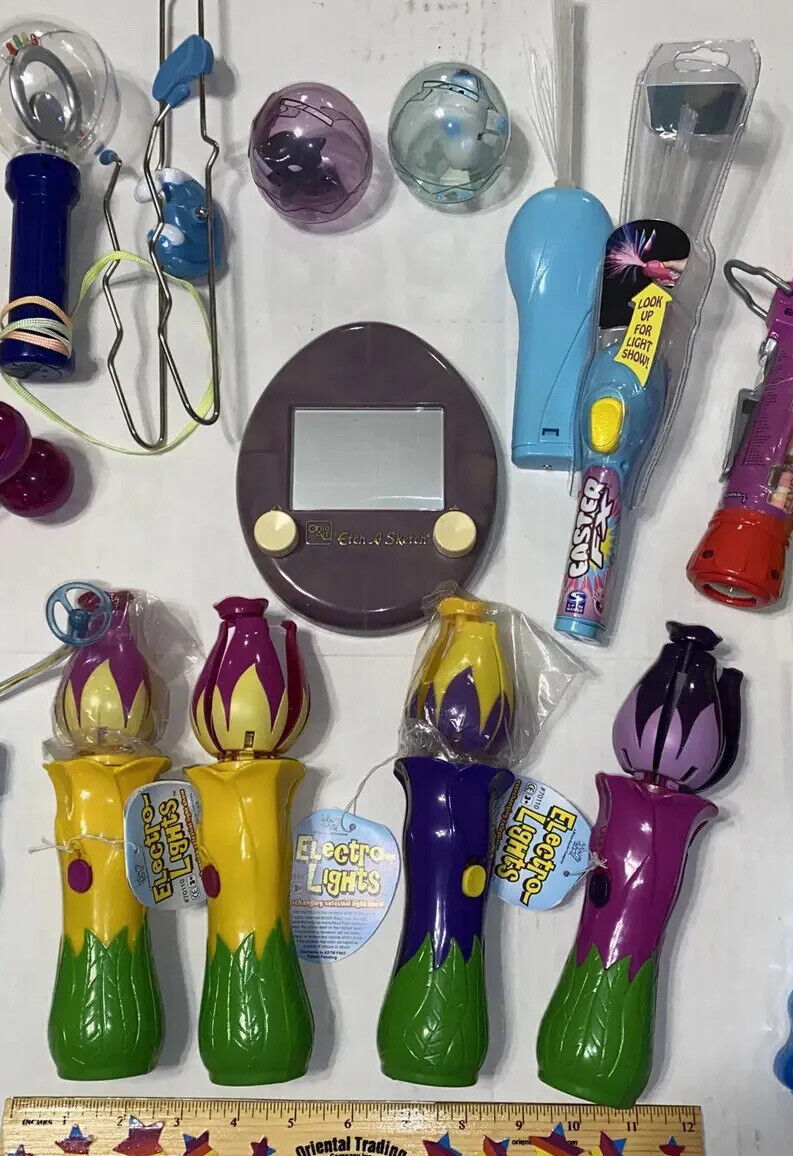 Mixed Huge Lot Vintage Easter Toys Etch A Sketch Electro Lights Spin Master Lite