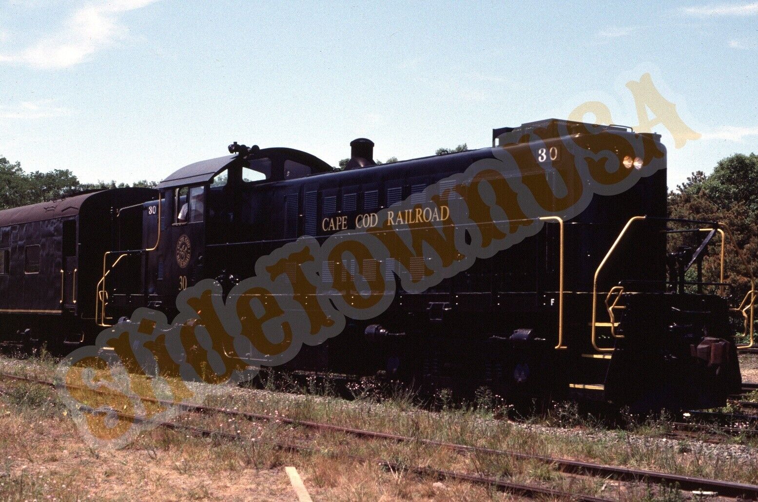 Vtg 1991 Train Slide 30 CCR Cape Cod Railroad Engine Hyannis Yard MA Y1J154