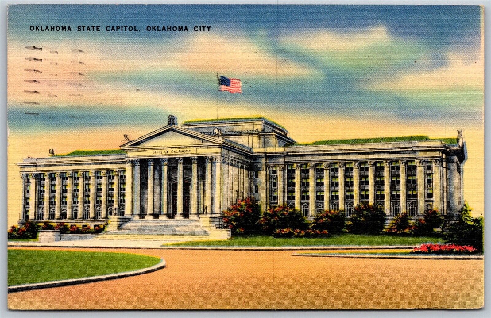 Vtg Oklahoma City OK Oklahoma State Capitol 1940s Linen View Postcard