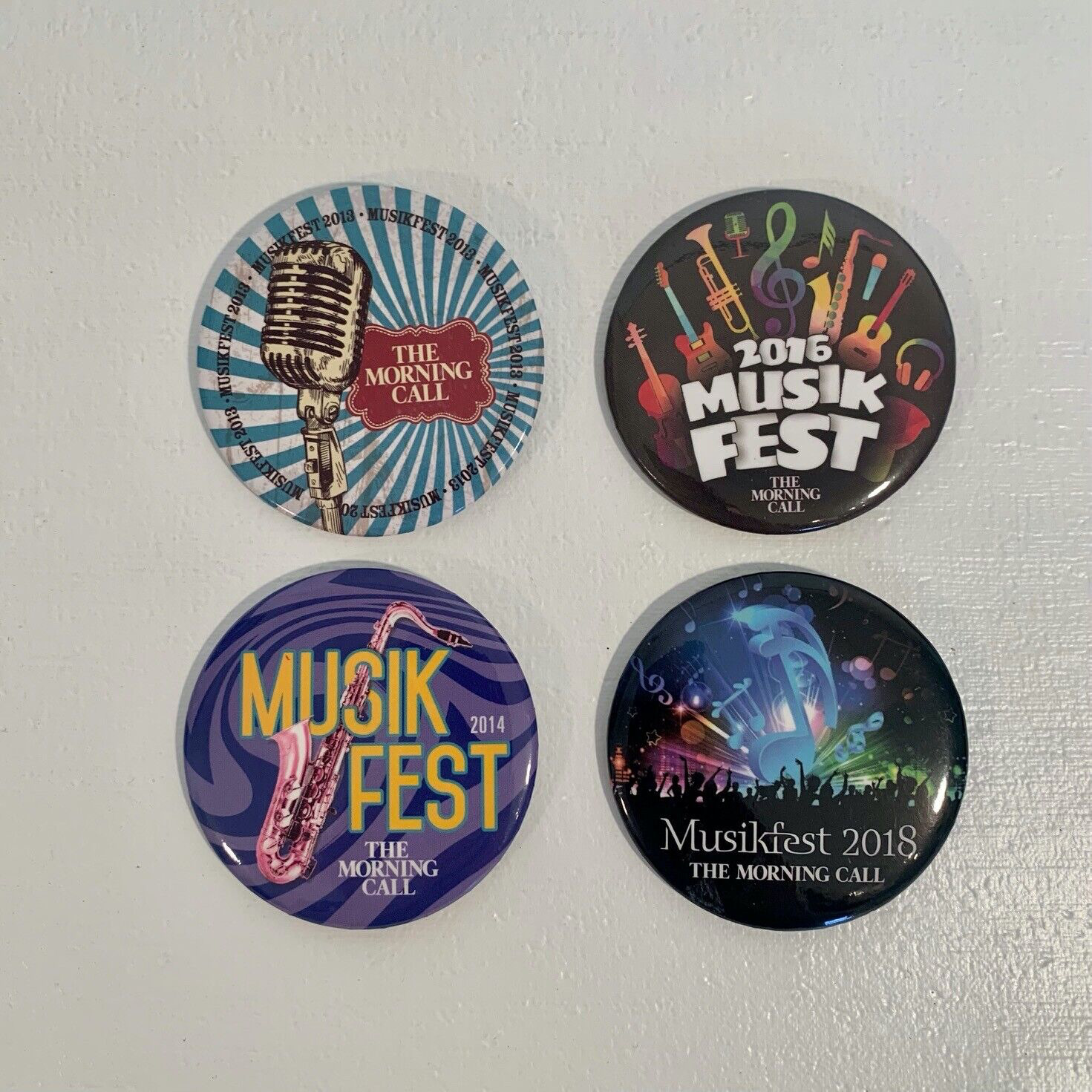 Musikfest The Morning Call Pin Back Button Lot Bethlehem Pa Music Fest 2013-2018