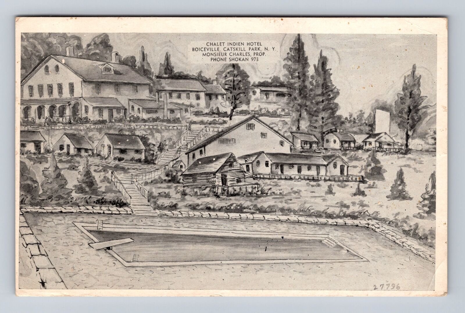 Catskill Park NY-New York, Chalet Indian Hotel, Advertise Vintage c1947 Postcard
