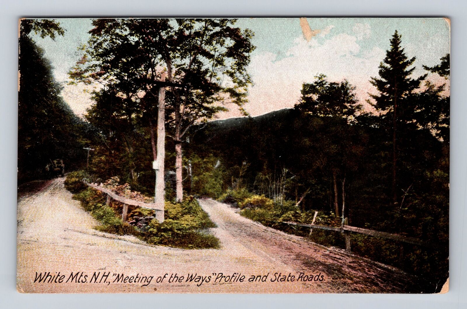 White Mts NH-New Hampshire, Meeting of Ways Profile & St Roads Vintage Postcard