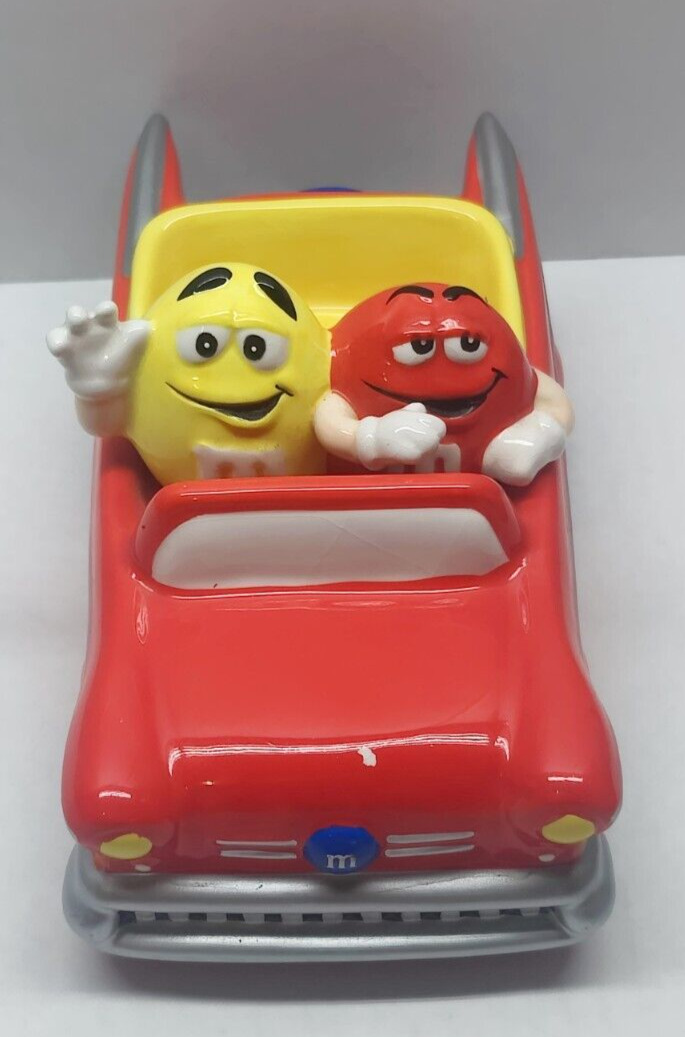 M&M Hot Rod Car Candy Dish Red & Yellow M & M 2001 FAST Shipping