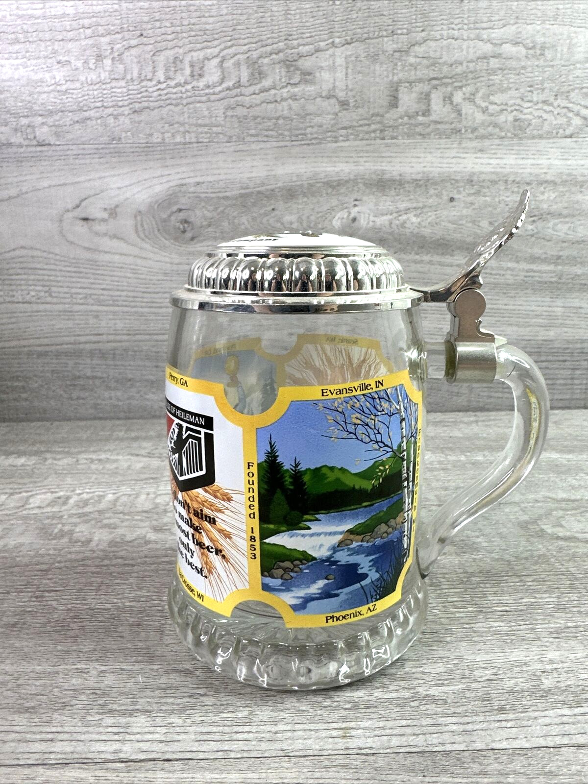 Vintage 1985 Old Style Beer Stein with Metal lid G. Heileman Brewing Company