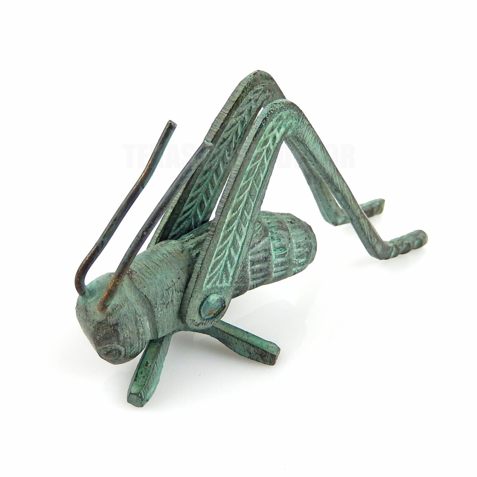 Small Green Good Luck Metal Cricket Figurine Fireplace Hearth Solid Brass Insect