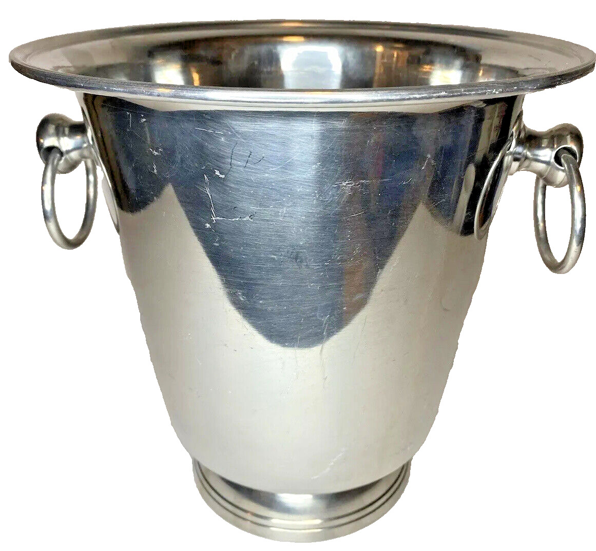 Champagne bottle Ice Bucket Aluminum 10” Double Ring Handled open-ended- Classic