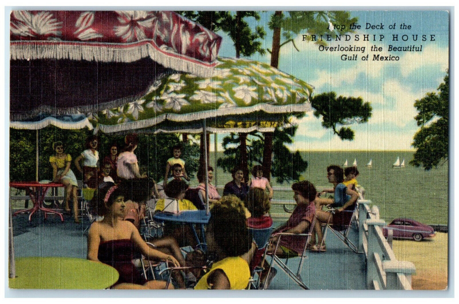c1950's Scene at Friendship House Restaurant Mississippi City MS Postcard
