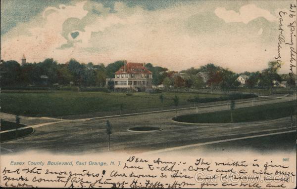 1906 East Orange,NJ Essex County Boulevard New Jersey Antique Postcard 1c stamp