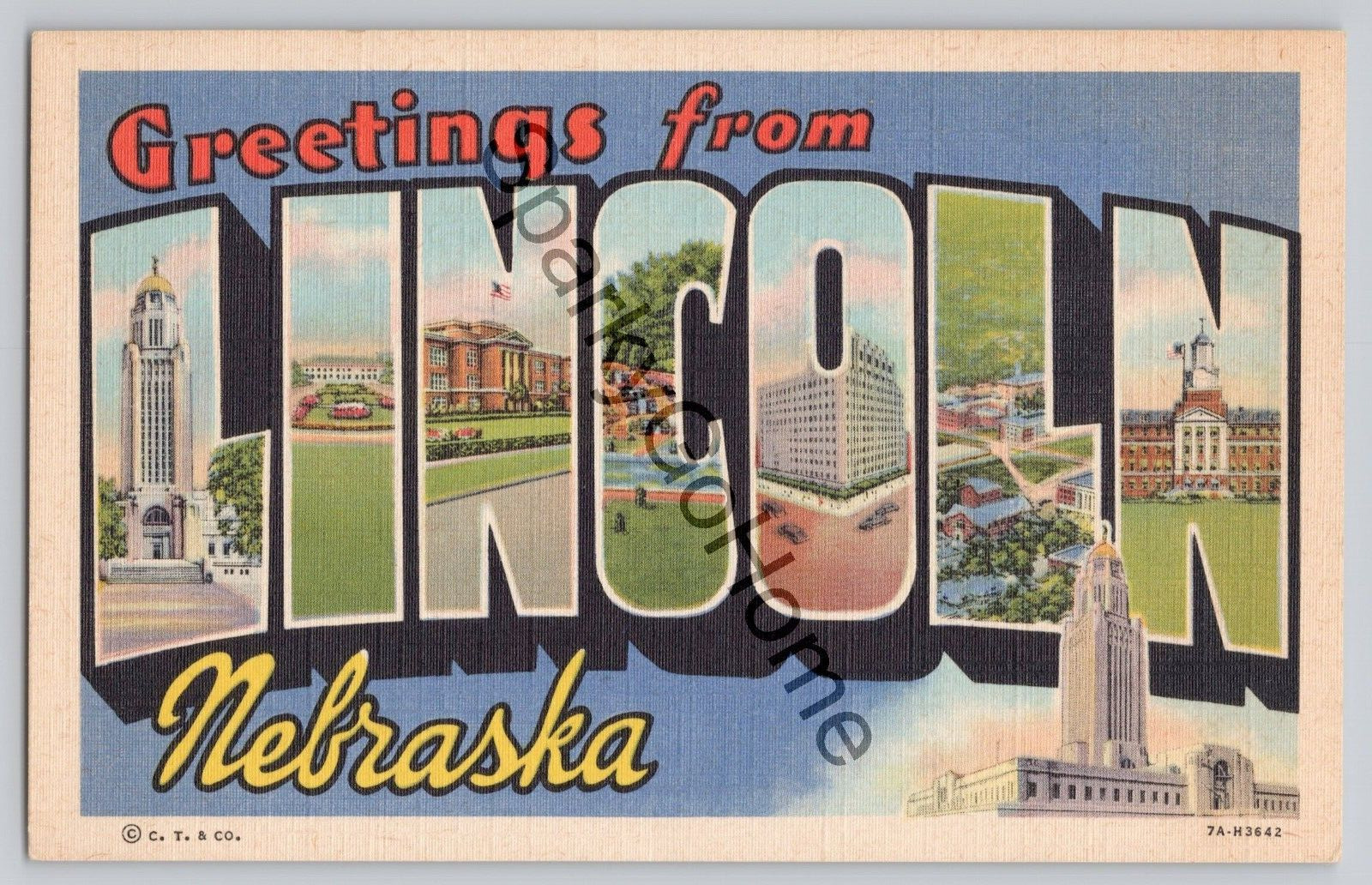 \'GREETINGS FROM\' 1940\'s POSTCARD - Lincoln Nebraska