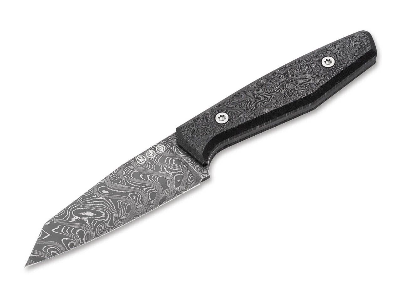 Boker Daily AK1 Fixed Blade Knife Black Carbon Steel Handle Damascus 122509DAM