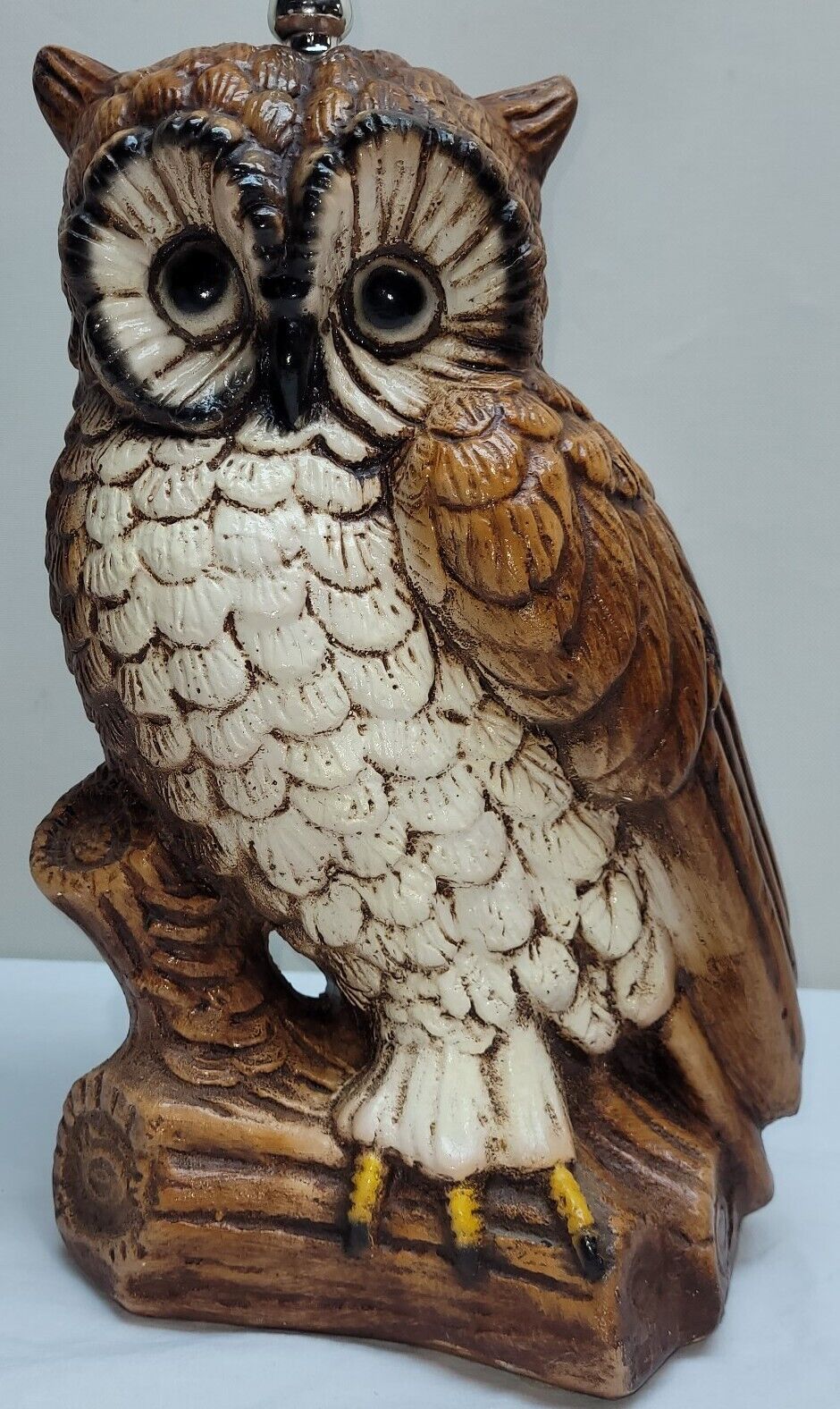 Vintage Ceramic Great Horned Owl Lamp Mid Century Modern  Rare Working Condition