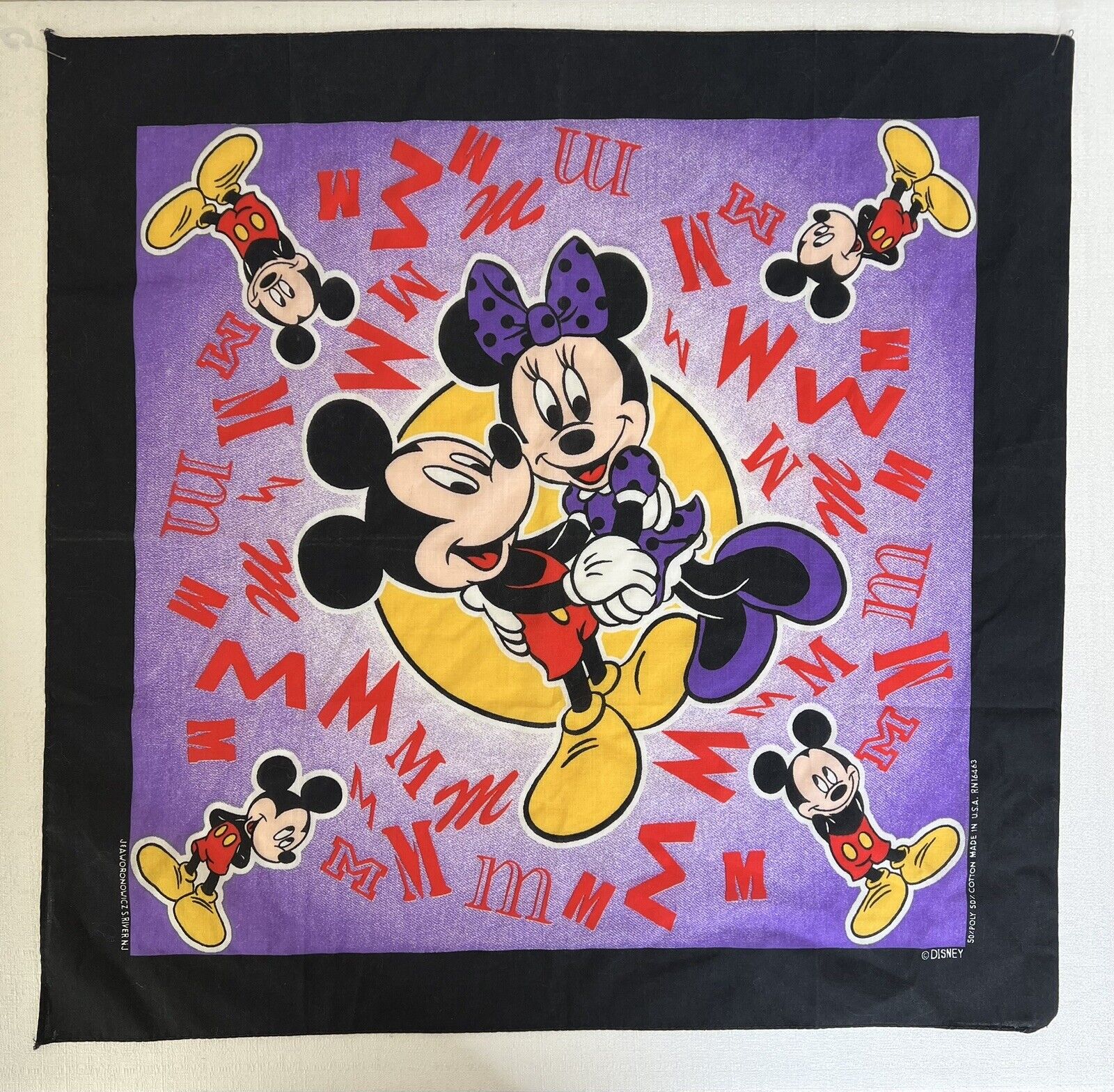 Vintage Disney Mickey & Minnie Mouse Bandana J&A Woronowicz Made in USA