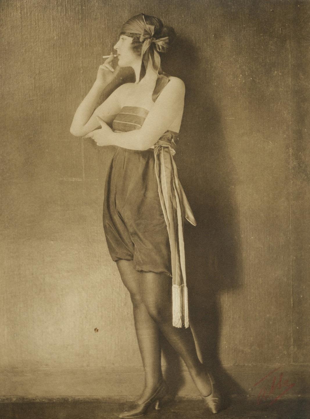 c. 1920's Flapper Smoking Photo by James Abbe SIGNED ART DECO