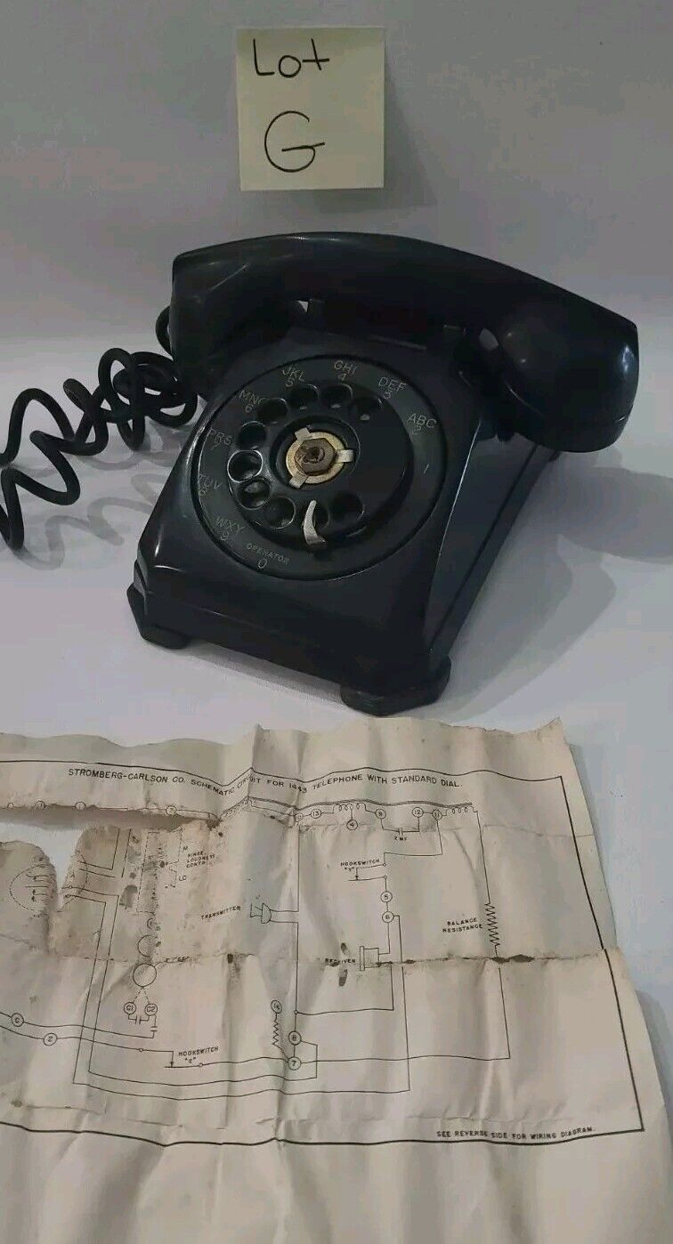 Vintage Stromberg Carlson Black Desk Rotary Telephone 1443K Read Below Untested 