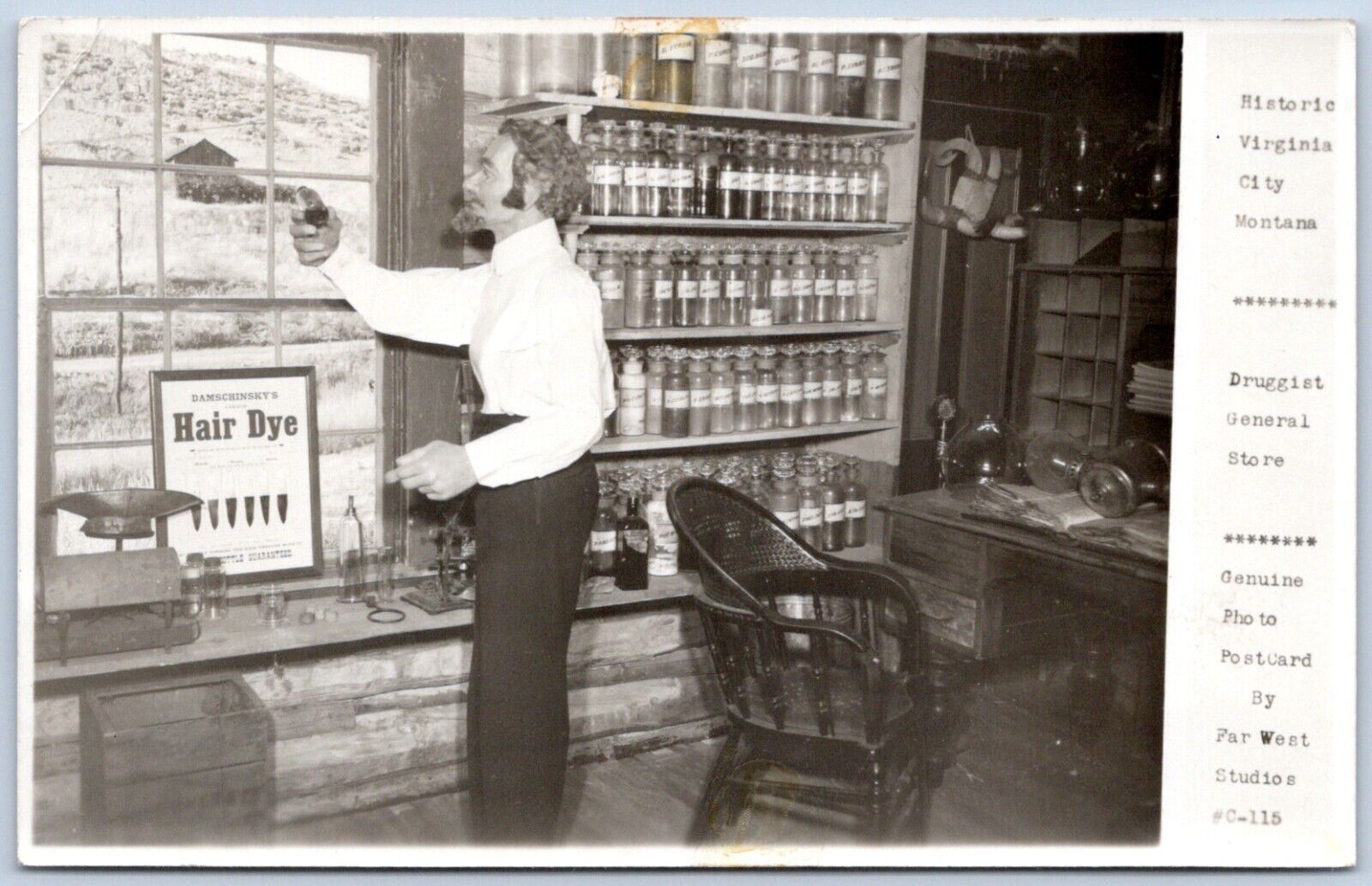 Postcard RPPC MT Virginia City Montana Druggist General Store Museum R61