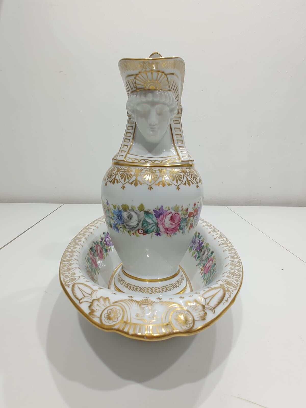 Antique Porcelain Ewer and Basin - M Imp Le de Sevres - 19th Century