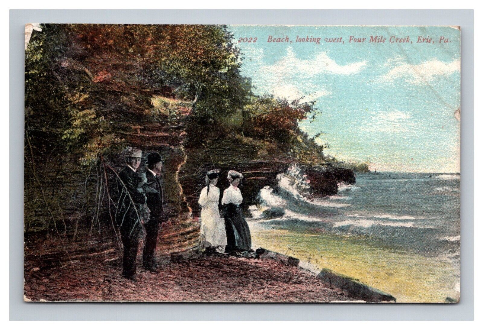 Postcard Erie Pennsylvania Four Mile Creek Beach Scene