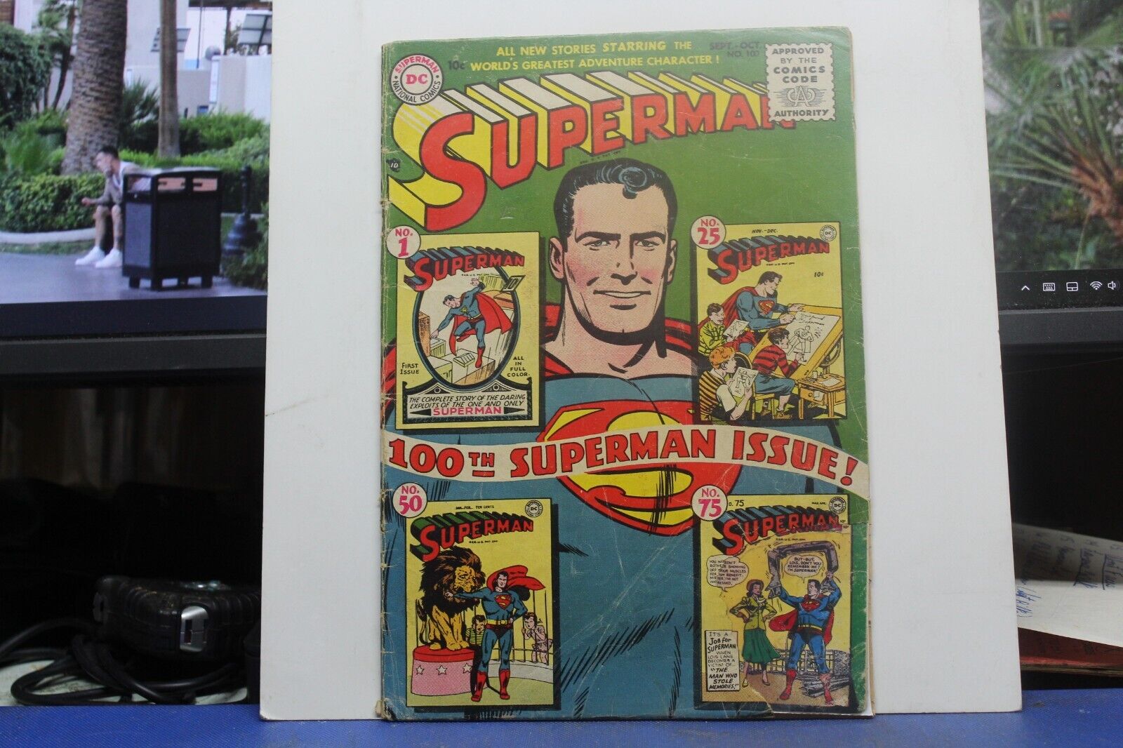 SUPERMAN #100 SMALL PIECE REPLACED ON COVER 1955
