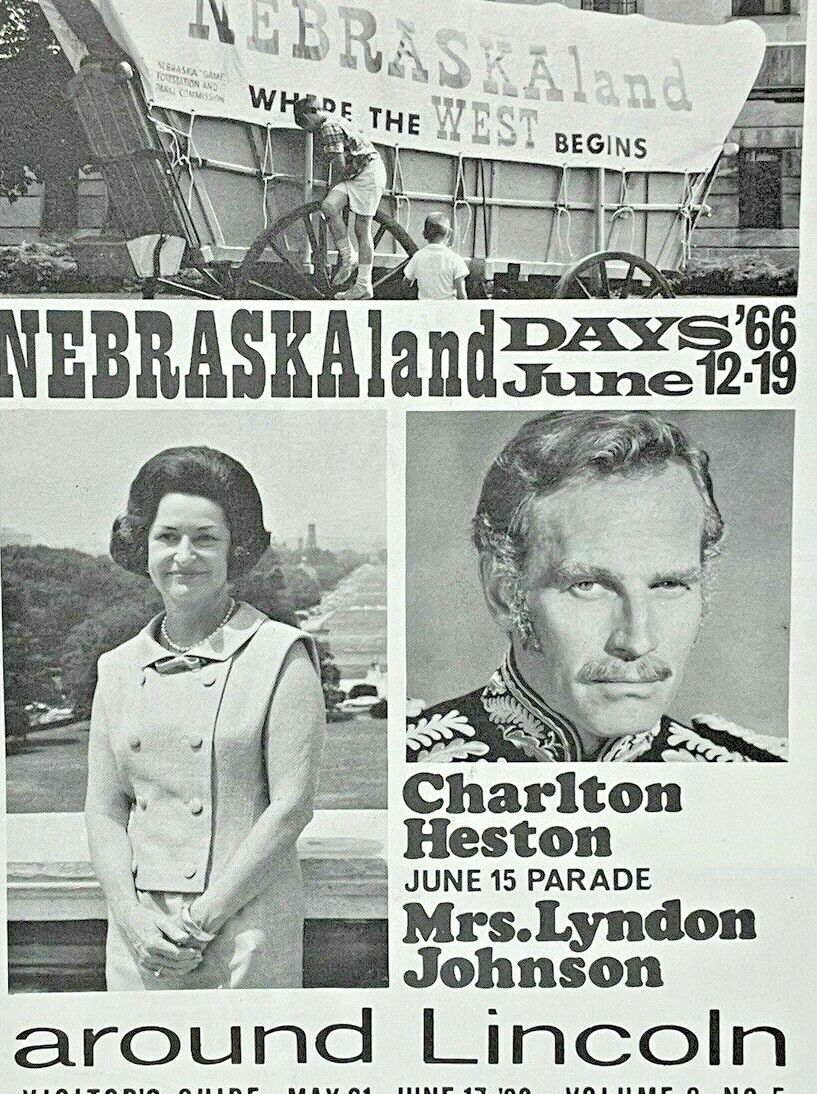 Vtg 1966 Nebraska Visitors Guide Charlton Heston Mrs. Lyndon Johnson McDonalds