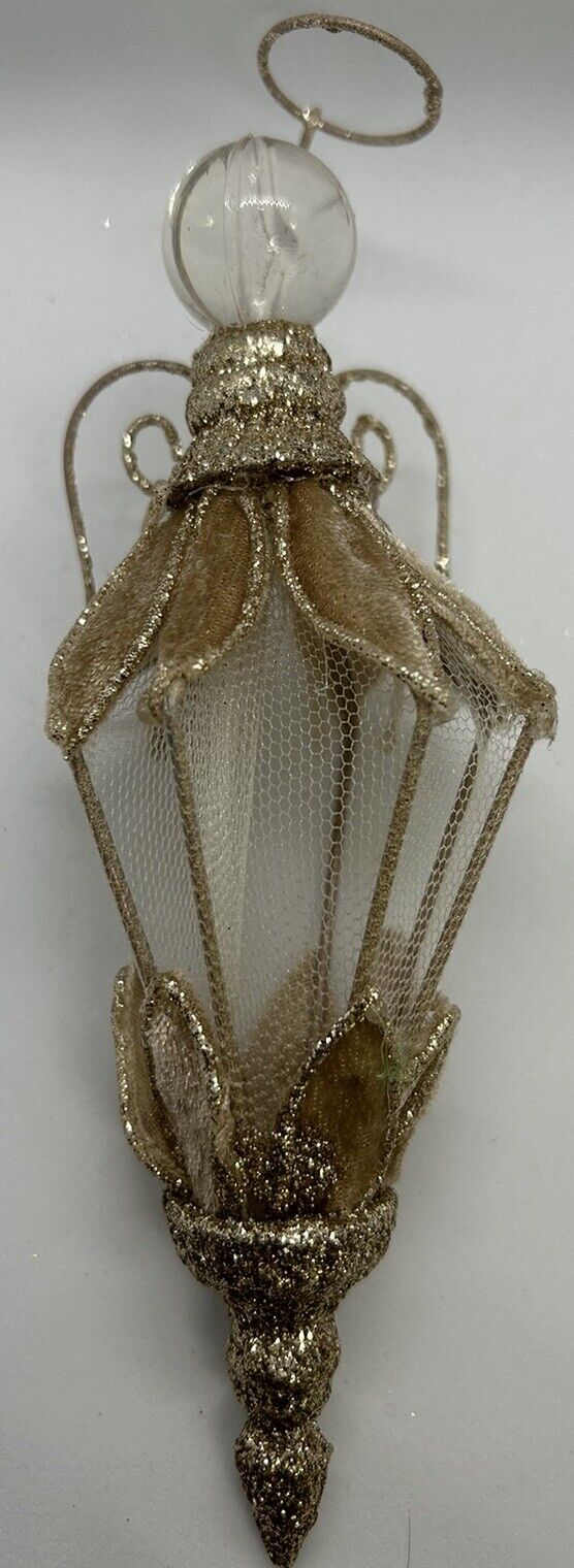 Vintage Handcrafted Angel Ornament Unique Velvet Wire Netting Design 7.5\