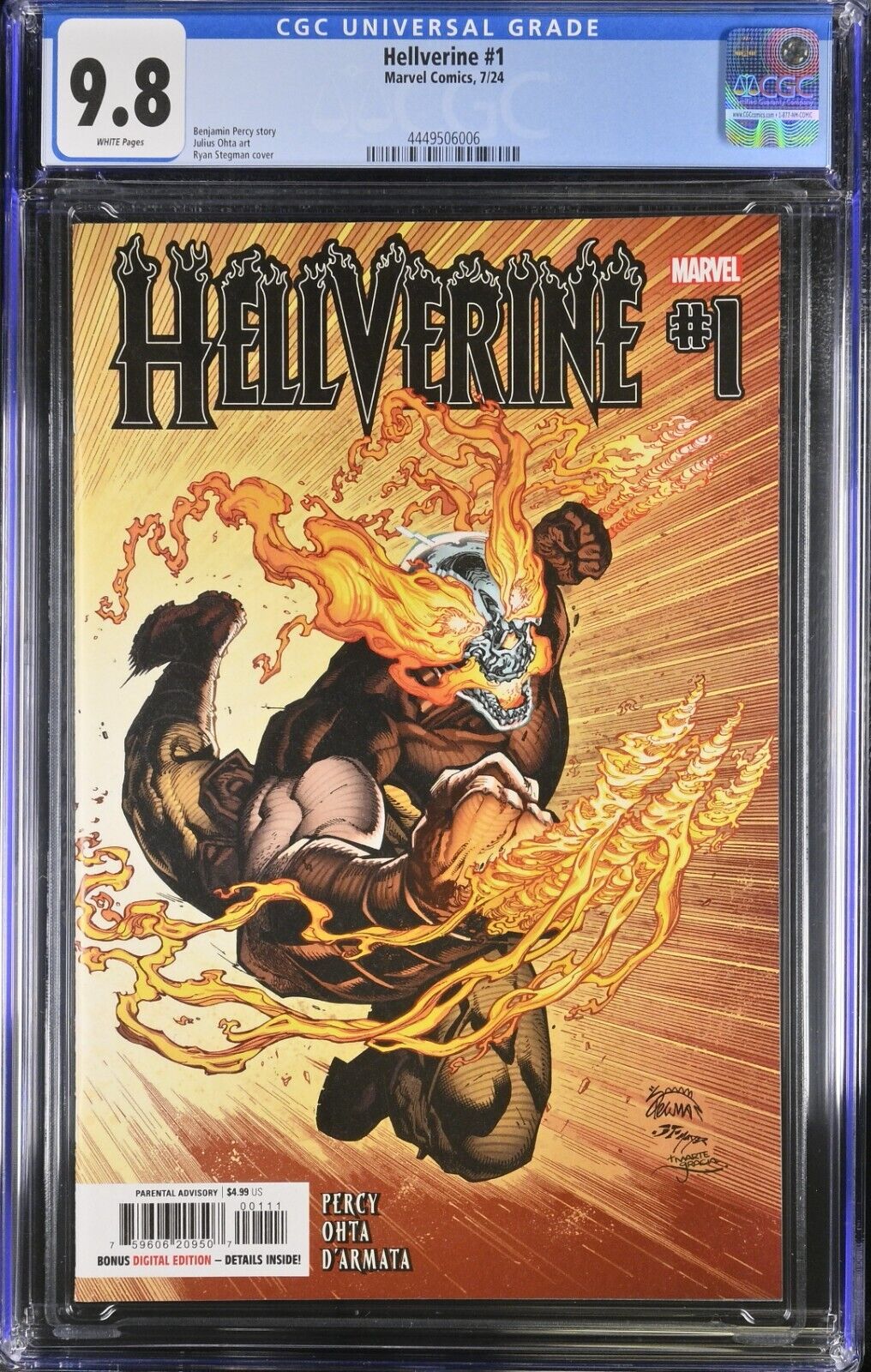 Hellverine #1 CGC 9.8 Ryan Stegman Cover A Daken Becomes Hellverine Marvel 2024