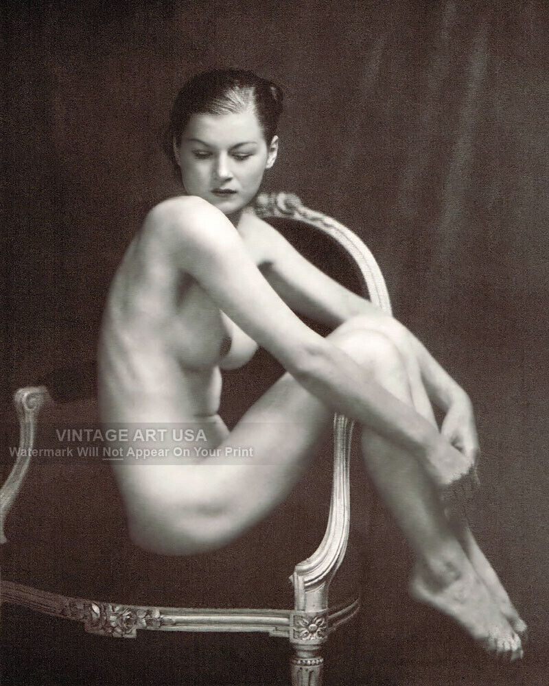 Vintage 1930s Female Nude Woman On Chair Photo Print - Alfred Cheney Johnston