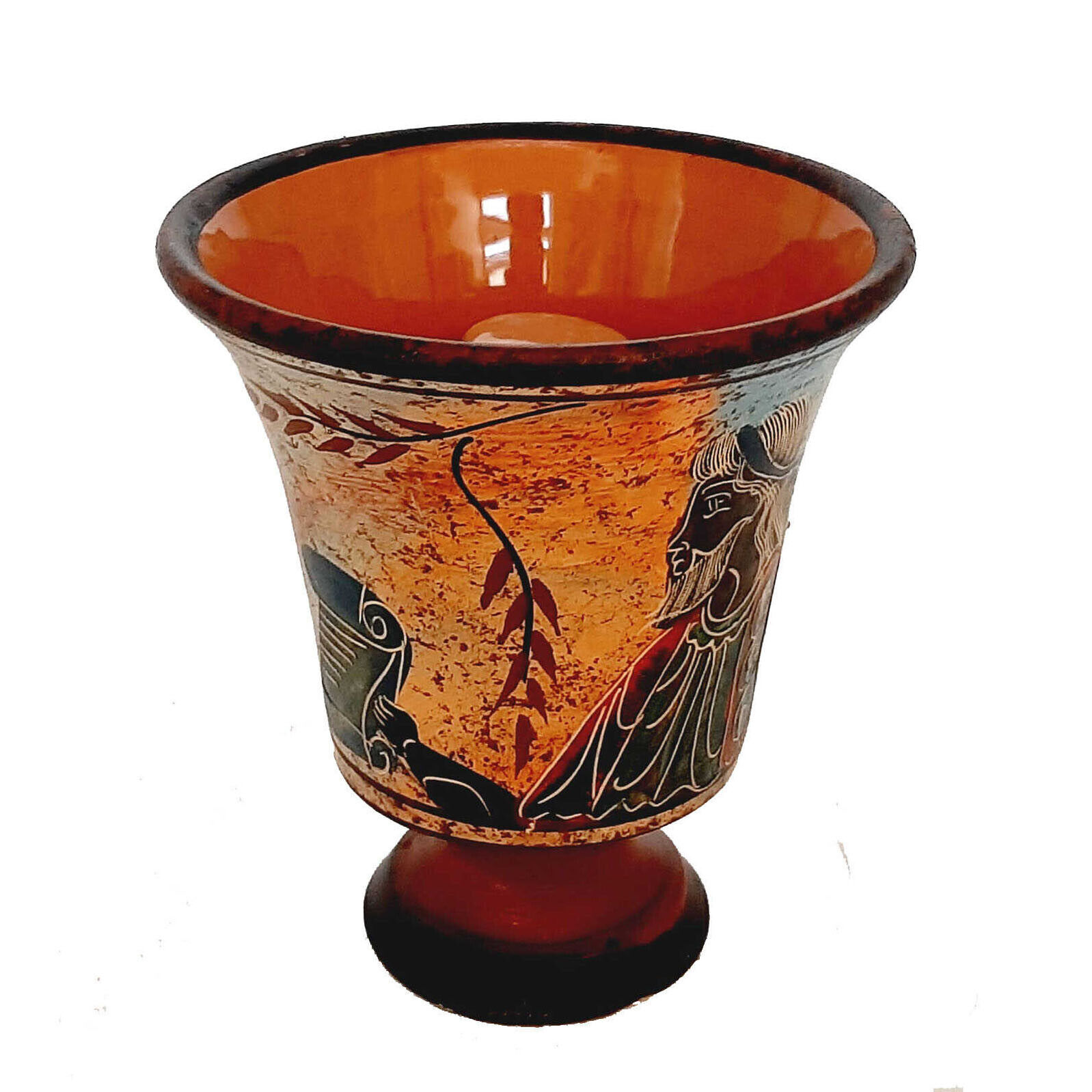 Pythagorean cup,Greedy Cup 11cm Multicolored glazed,Shows Pythagoras