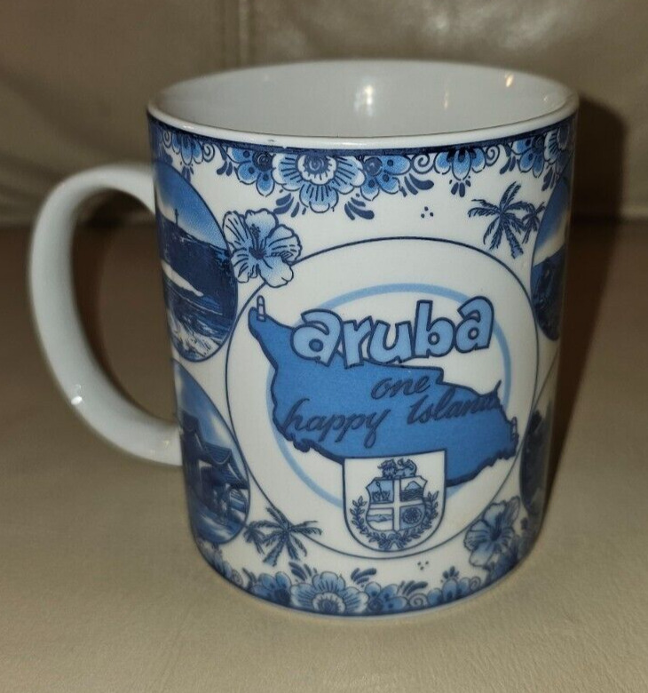 Aruba One Happy Island Ceramic Coffee Mug Caribbean Travel Vacation Souvenir