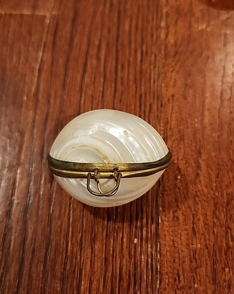 Vintage Antique sea  Shell Hinged Box trinket stash  Jewelry Box seashell