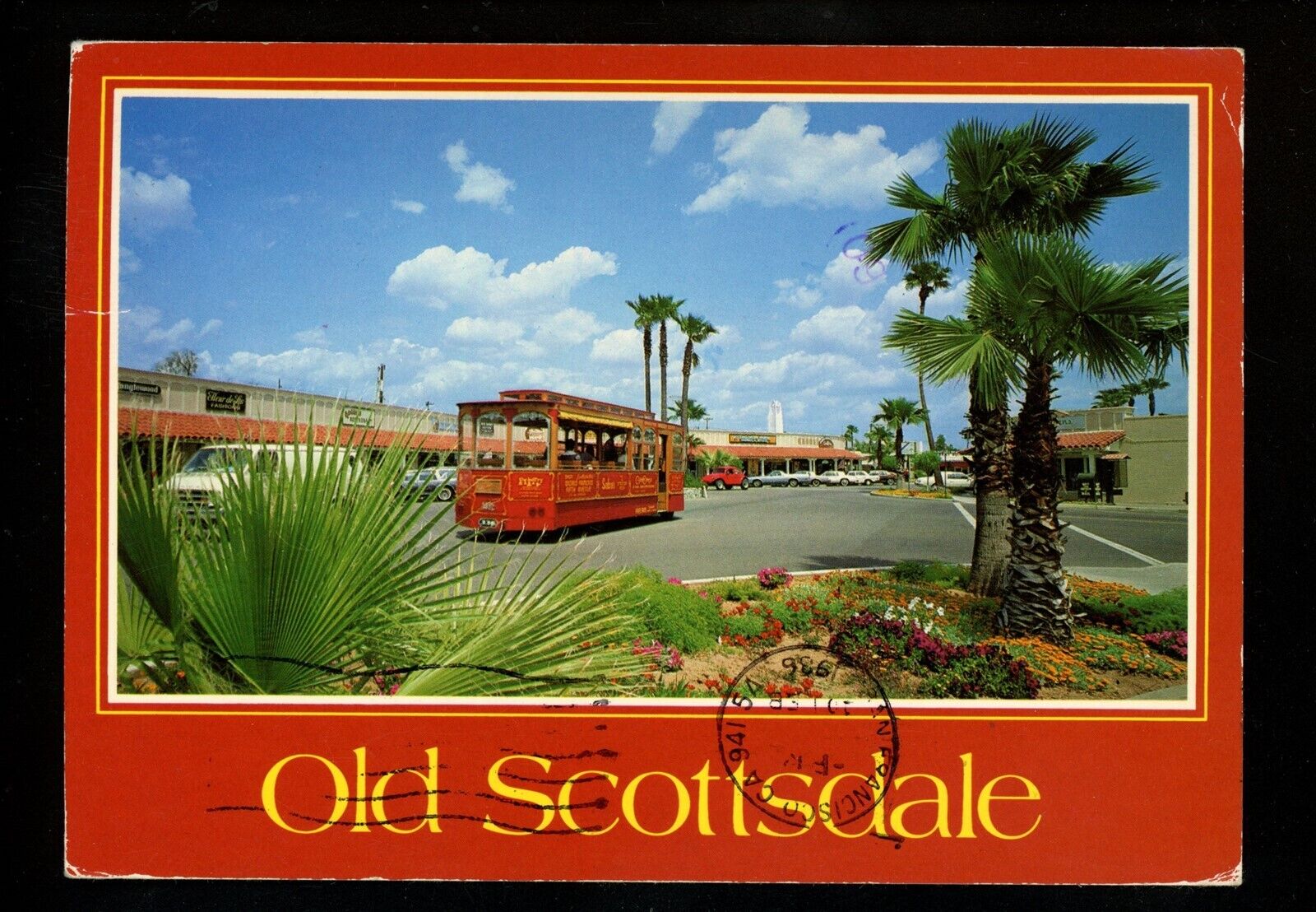 Train Railroad postcard Old Scottsdale, Arizona AZ trolley view