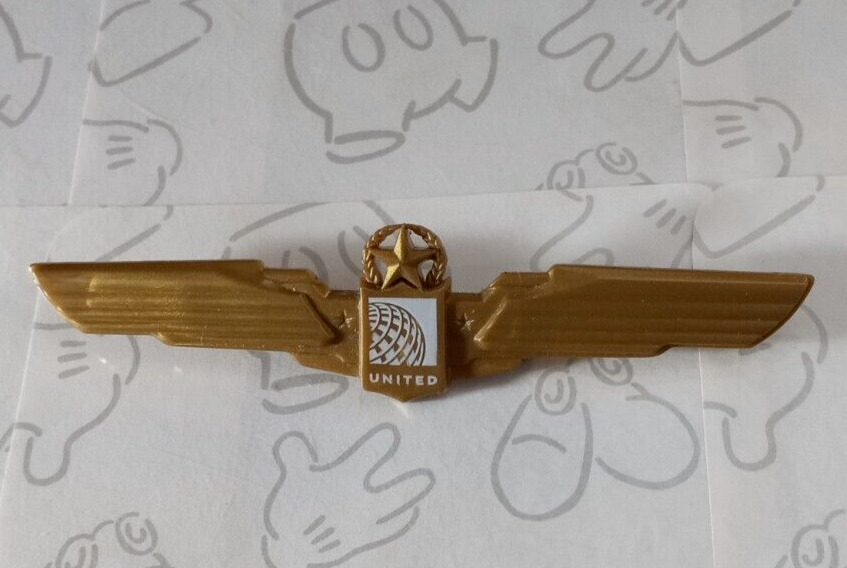 United Airlines Captain's Wings Plastic Pin Brooch Vintage