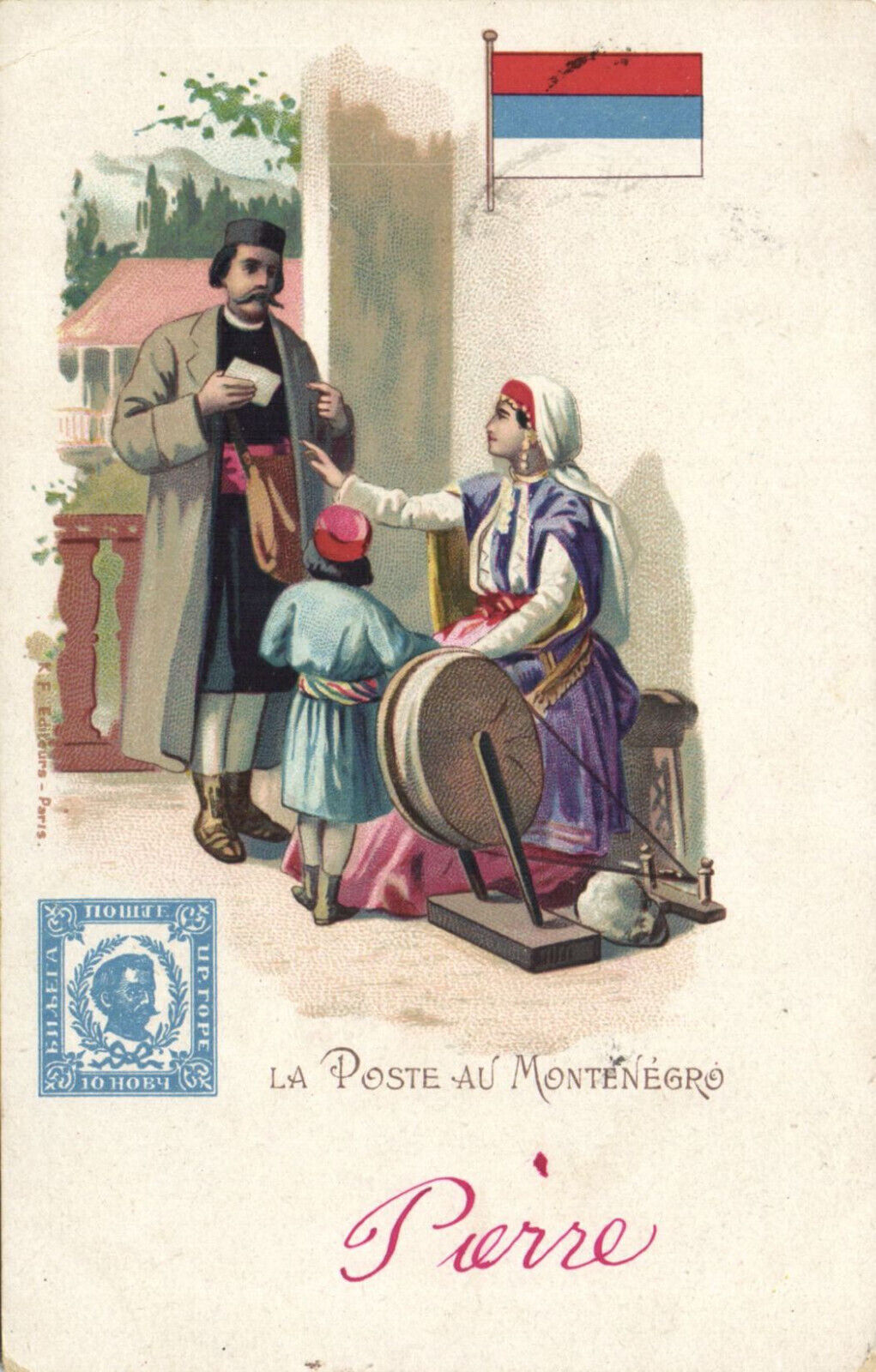 PC POSTS OF THE WORLD, LA POSTE AU MONTENEGRO, Vintage LITHO Postcard (b47888)