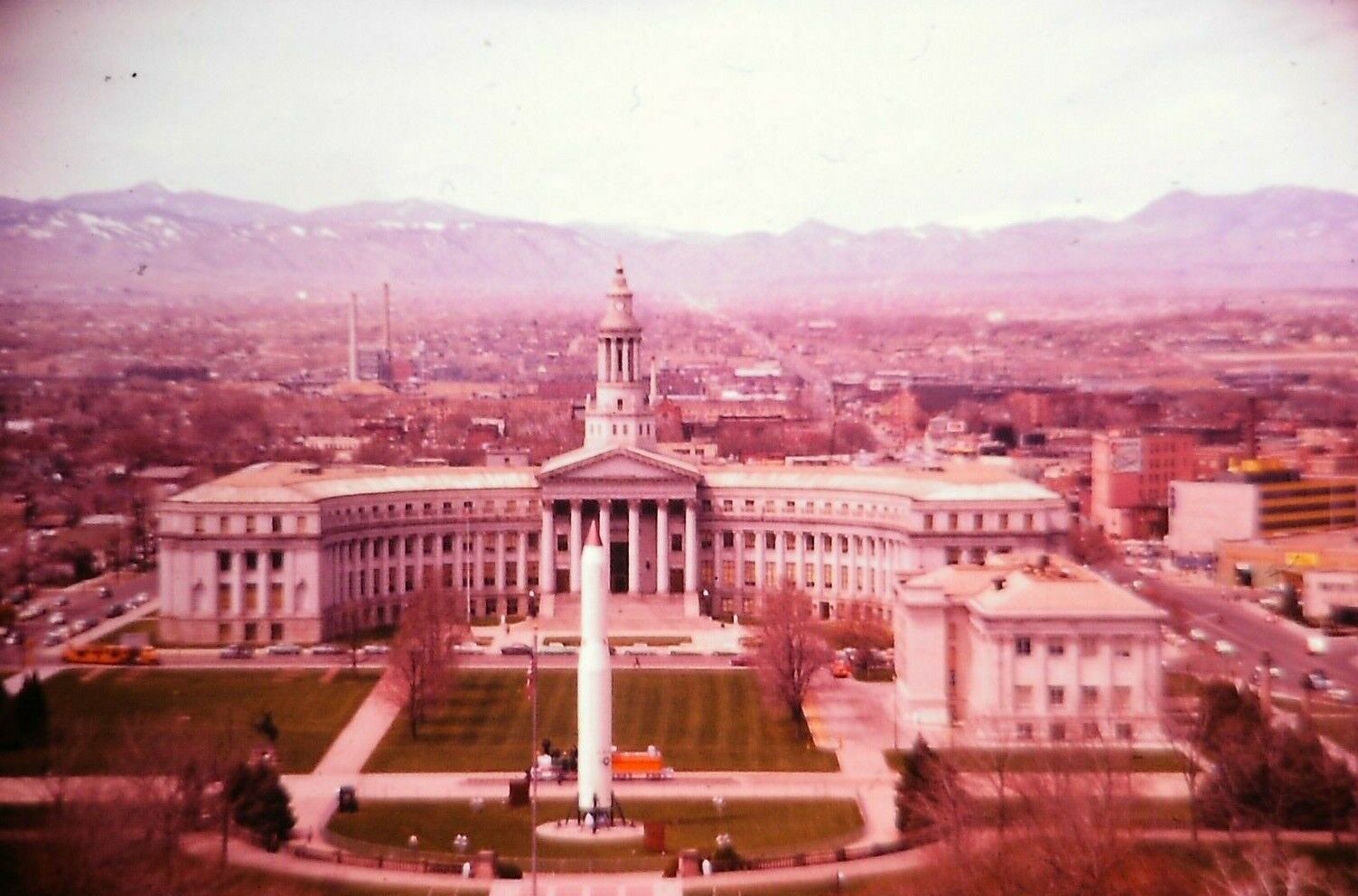 1959 35mm Slide Titan Missile Rocket in Front of the Colorado Capitol Building