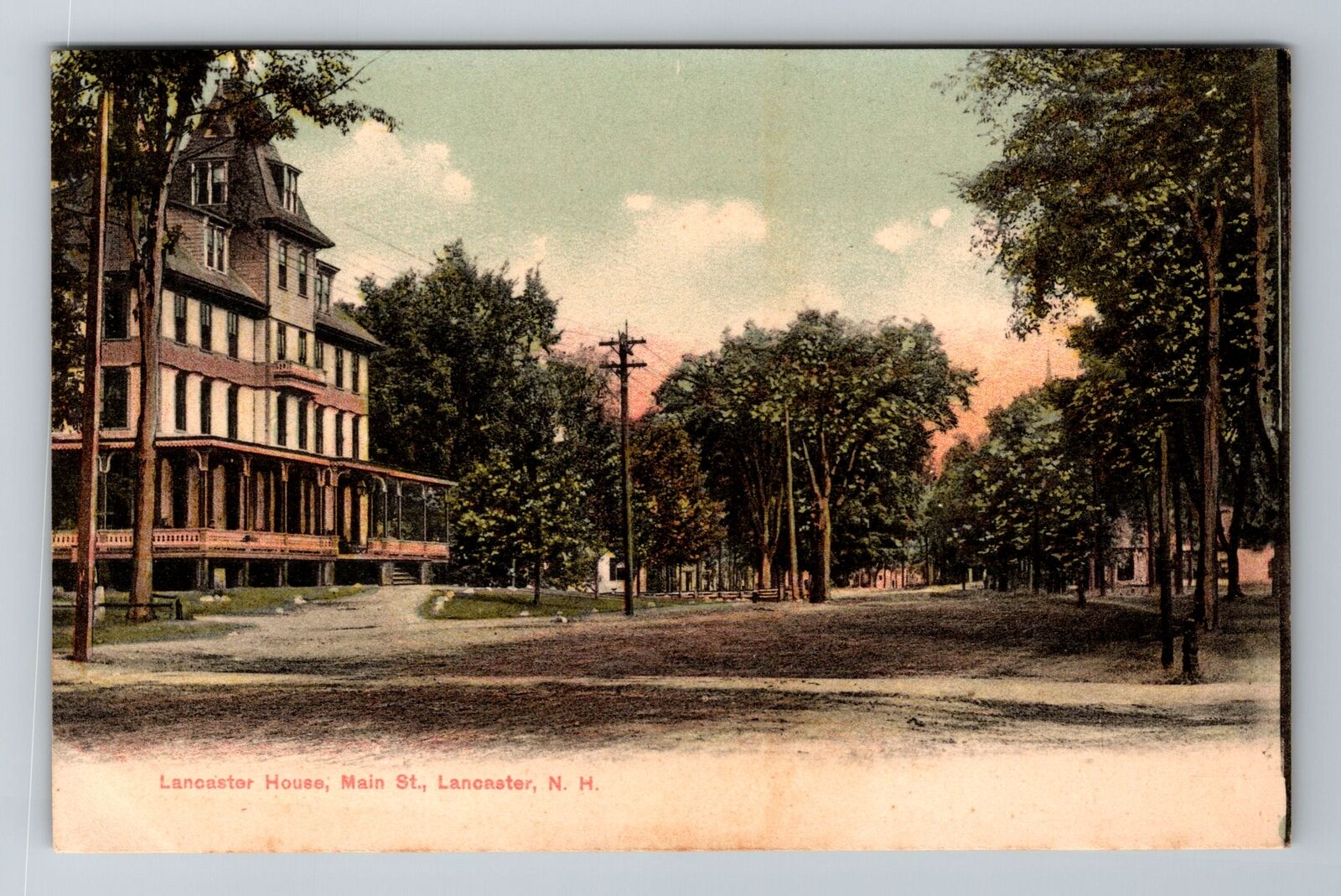 Lancaster NH-New Hampshire, Lancaster House, Main St, Antique, Vintage Postcard