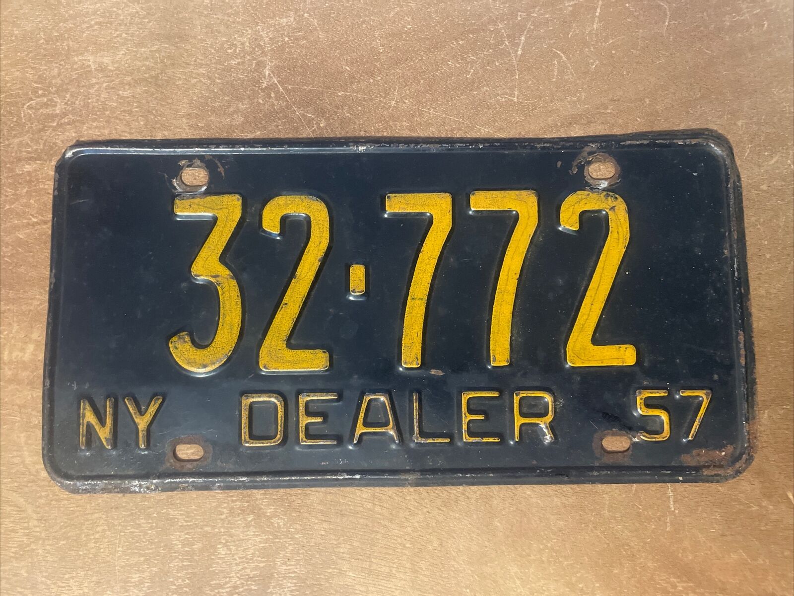 1957 New York License Plate Dealer # 32-772