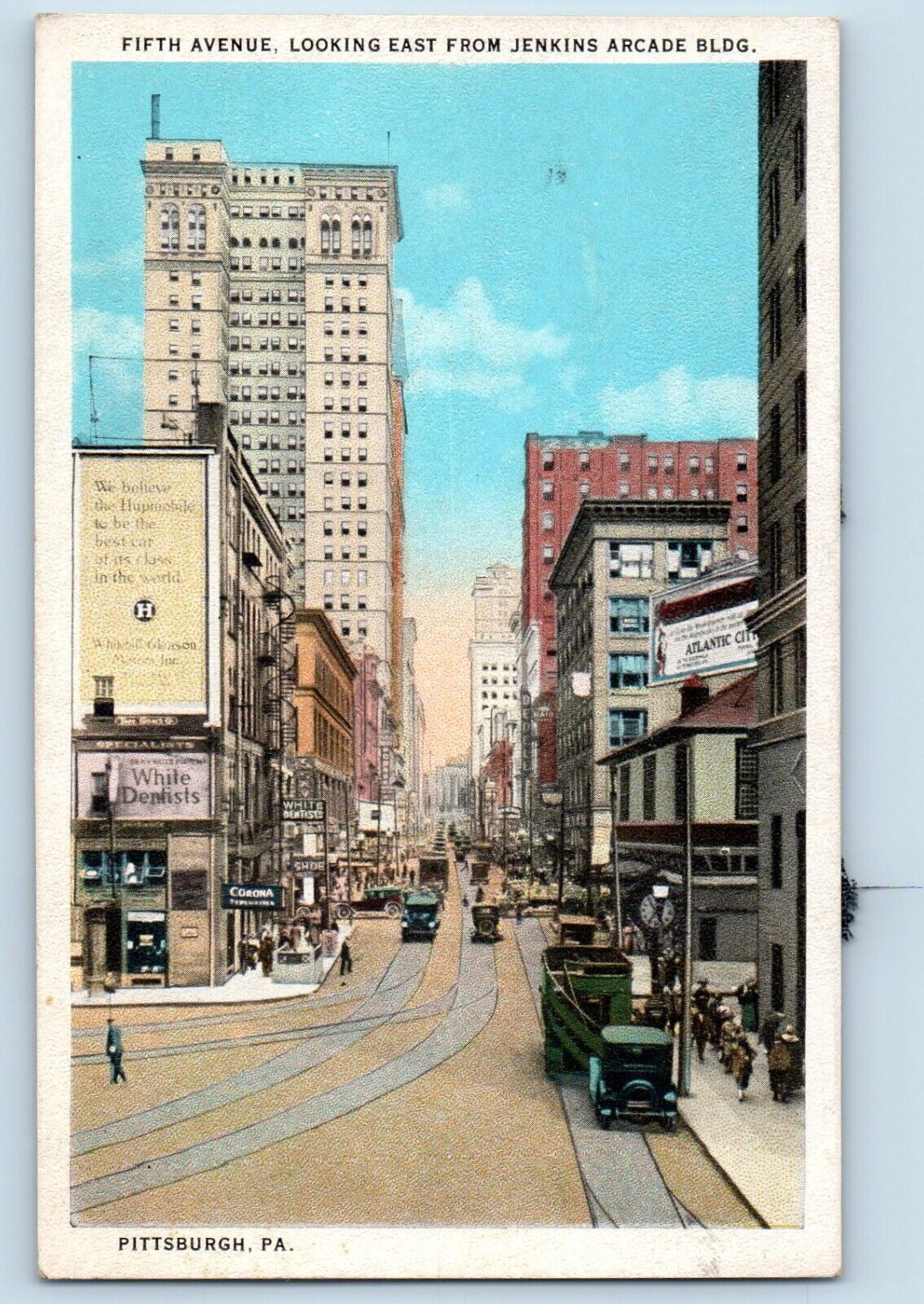 Pittsburgh Pennsylvania Postcard Fifth Avenue Looking East Jenkins Arcade c1940