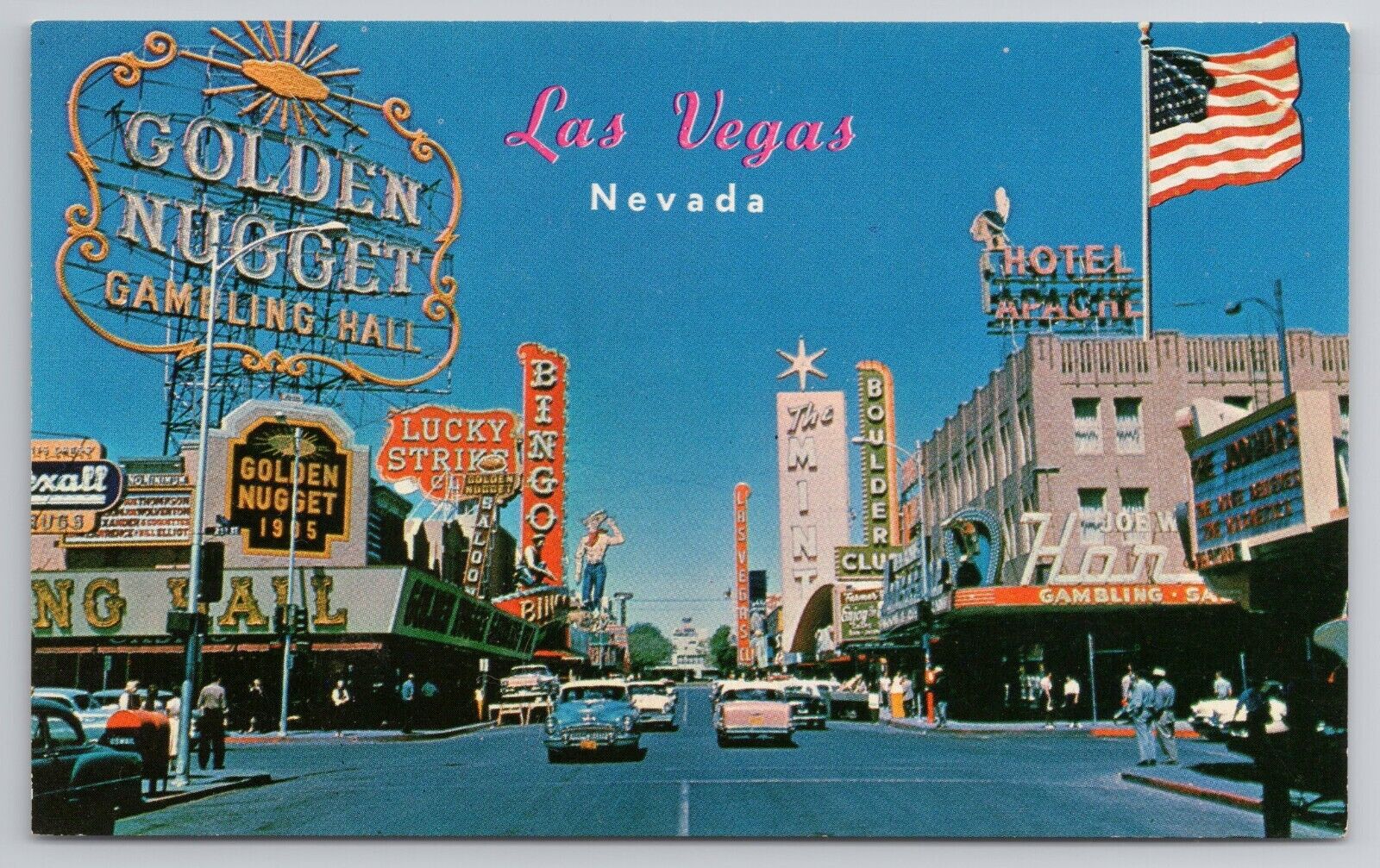 c1950s Postcard Fremont St Las Vegas NV Casino\'s Cars