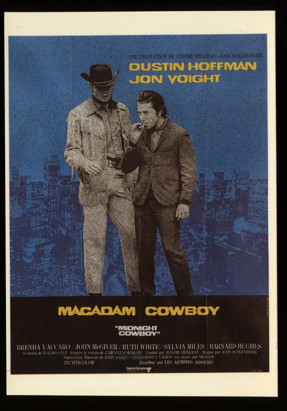 Macadam Cowboy Midnight Cowboy Movie Cinema Film French Poster Art Postcard