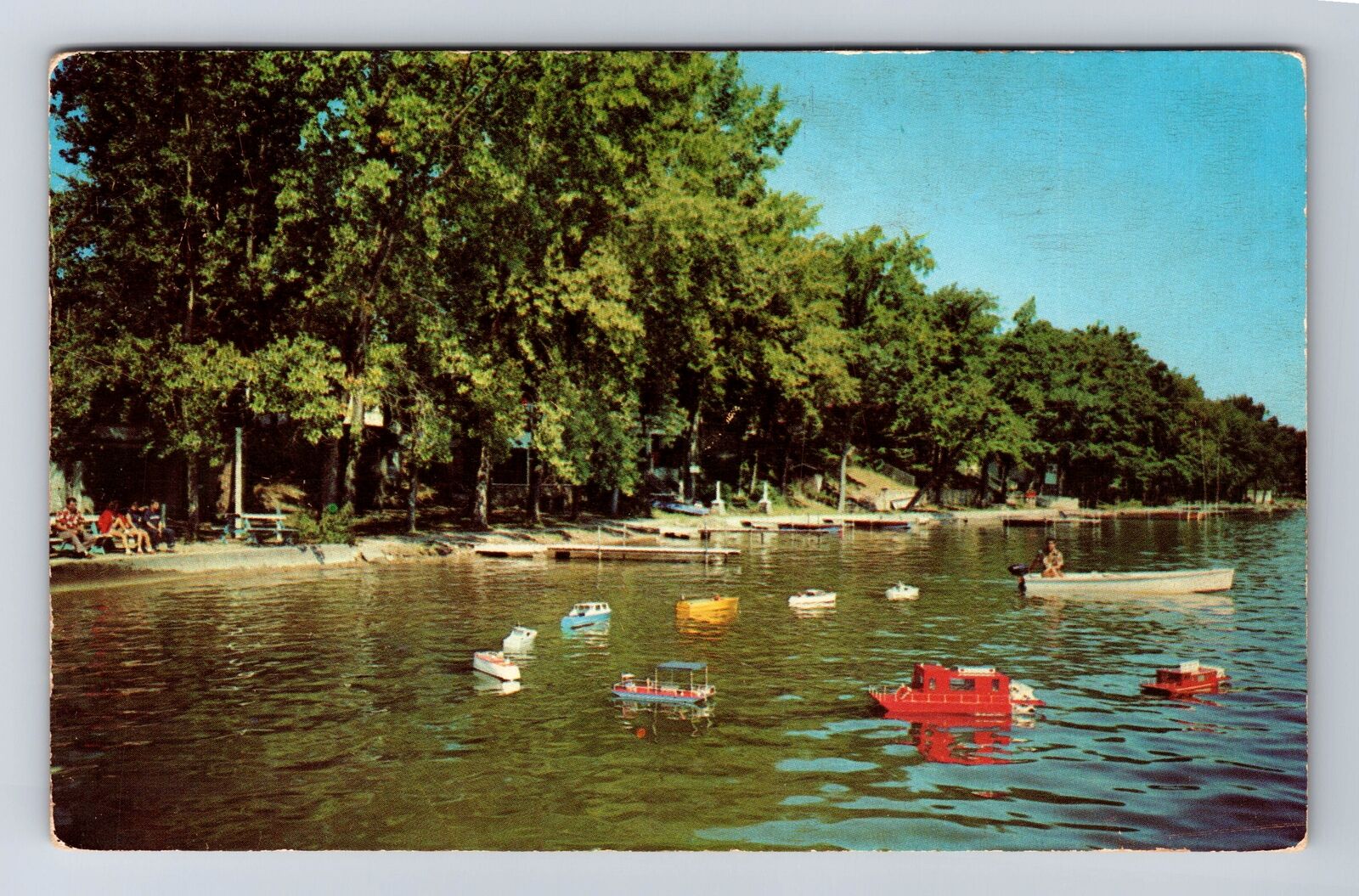 Lake James IN-Indiana, Shoreline North Bledsoes Beach, Vintage c1957 Postcard