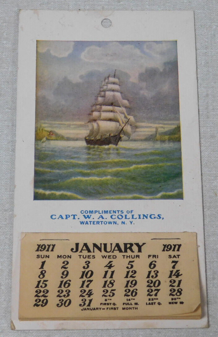 1911  Captain W.A. Collings Watertown New York calendar