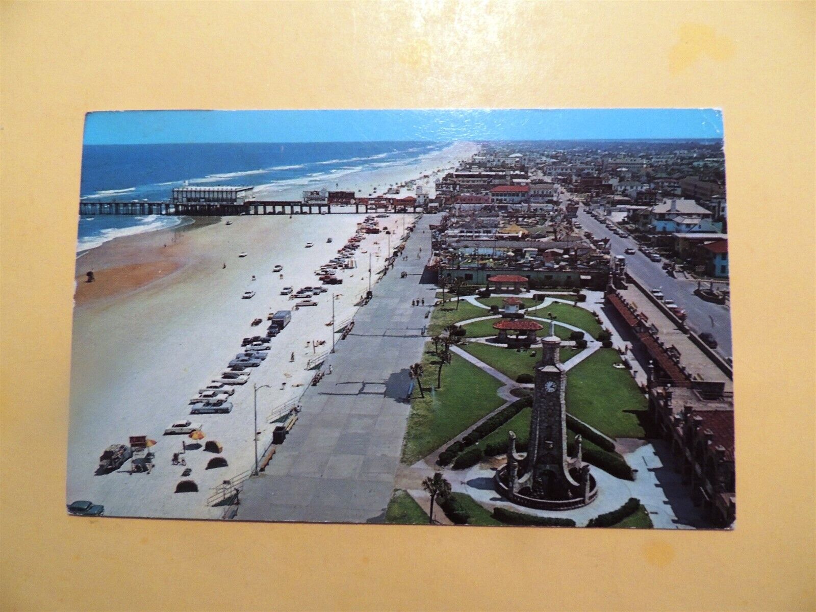 Daytona Beach Florida vintage postcard aerial view of beach area 1966