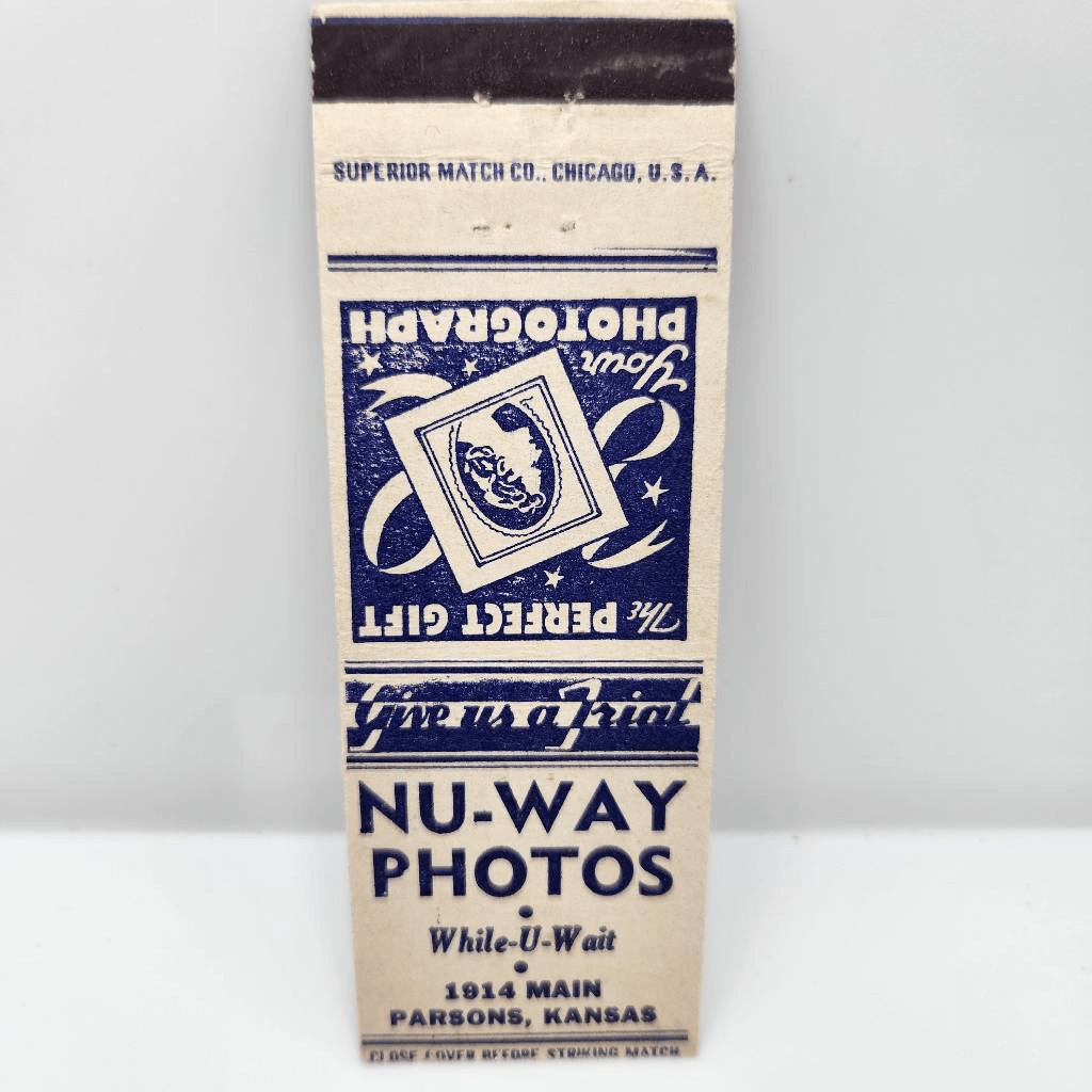 Vintage Matchcover Nu-Way Photos Parson Kansas Photographer