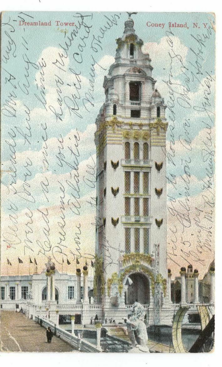 Postcard Dreamland Tower Coney Island NY New York 1907