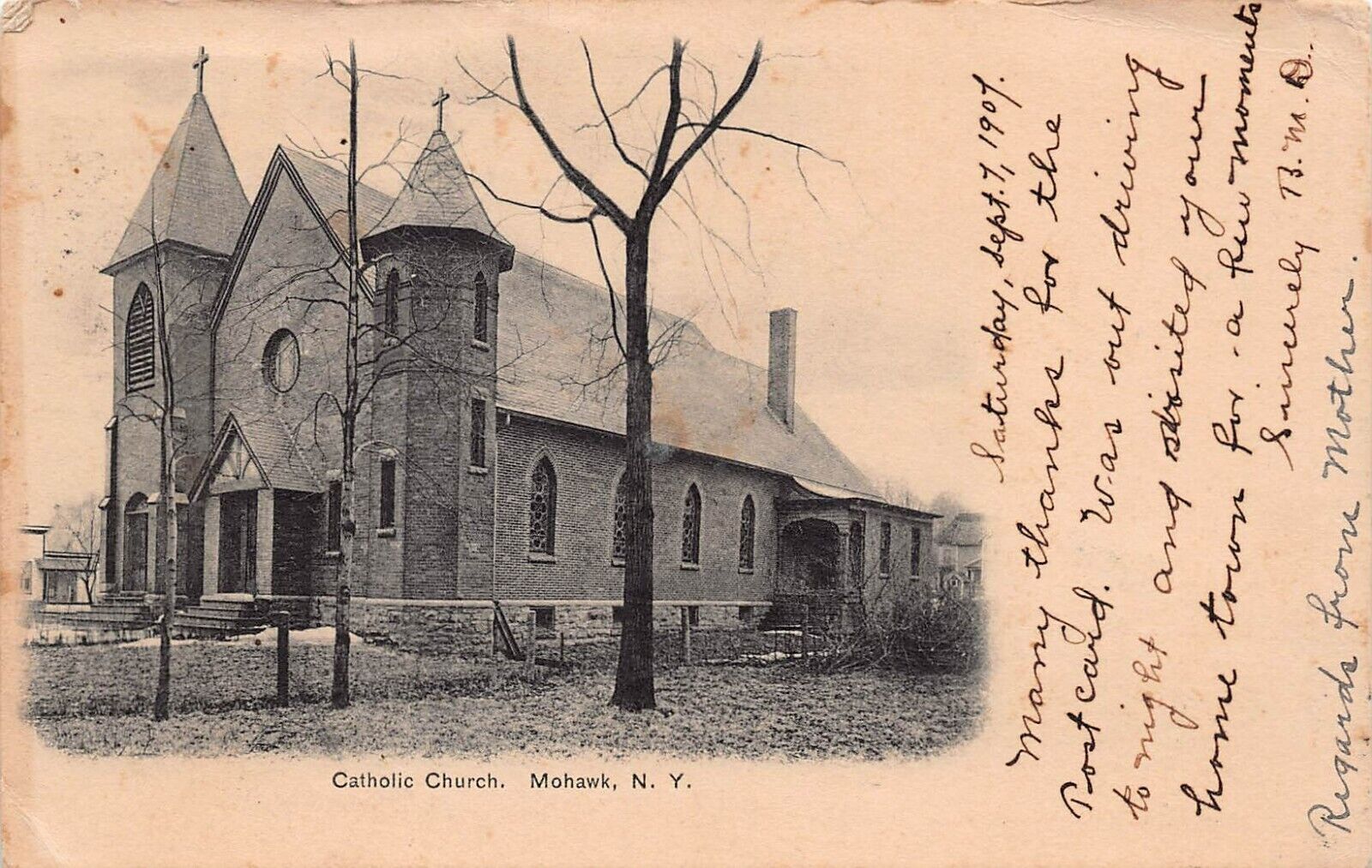Mohawk NY New York Catholic Church Annapolis US Navy Academy Vtg Postcard A45