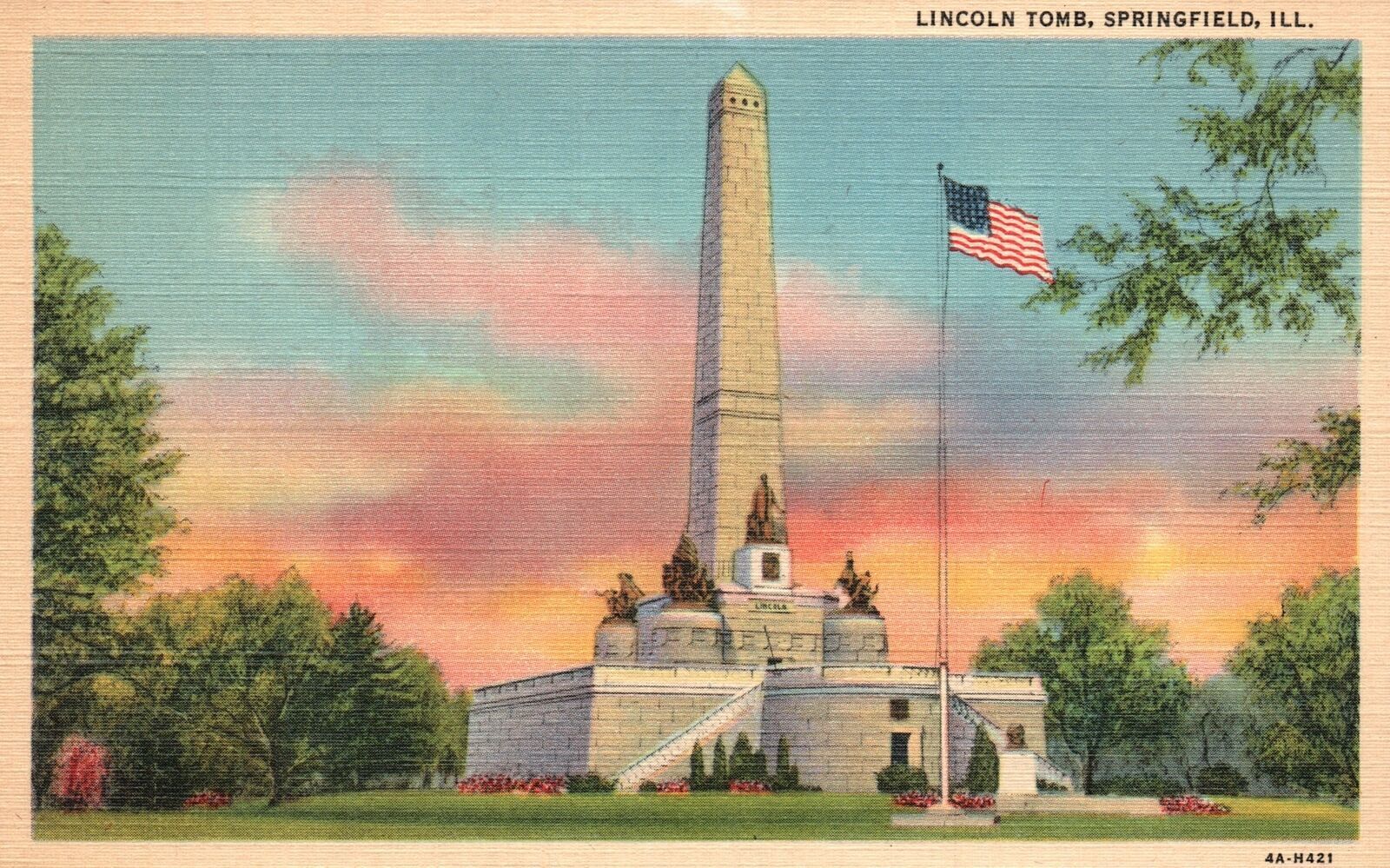 Vintage Postcard Lincoln\'s Tomb Superstructure Springfield Illinois C. T. Art