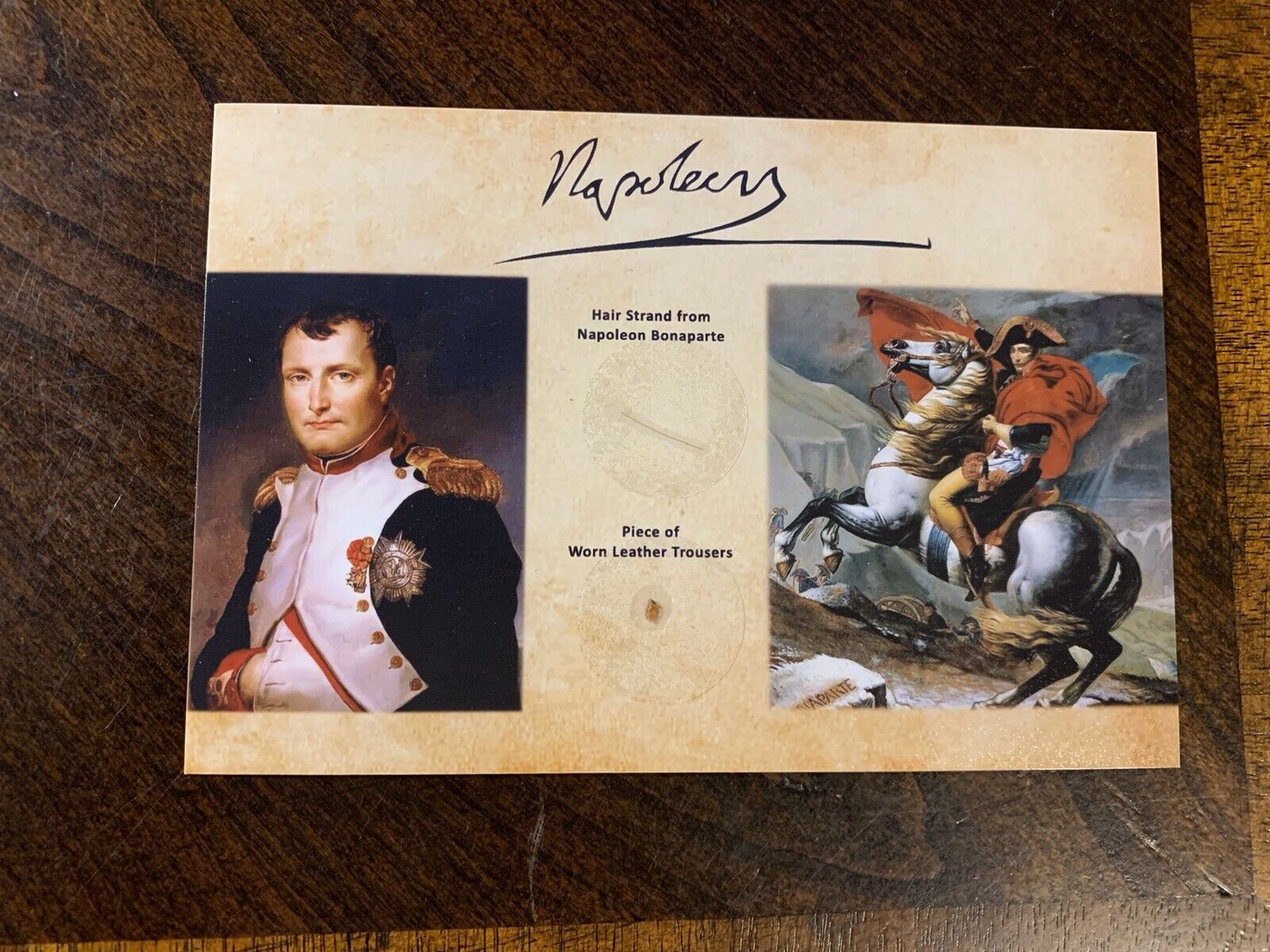 Napoleon Bonaparte Hair Strand Piece Speck Relic Worn Leather Trousers un signed
